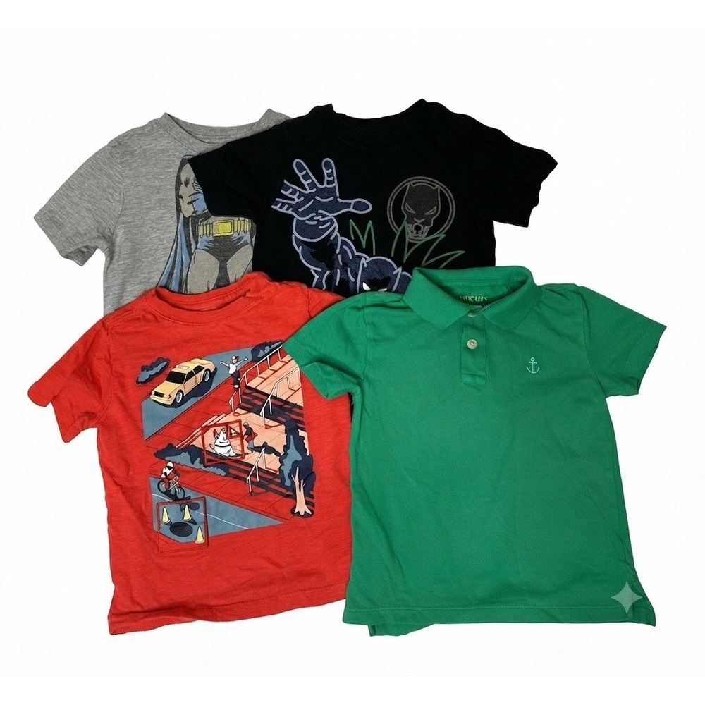 Kids Bundle Short Sleeve Shirts Lot Bundle Gap Batman J.Crew Polo Size 4 A12-101
